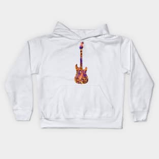 Yellow on Purple Flame Guitar Silhouette Kids Hoodie